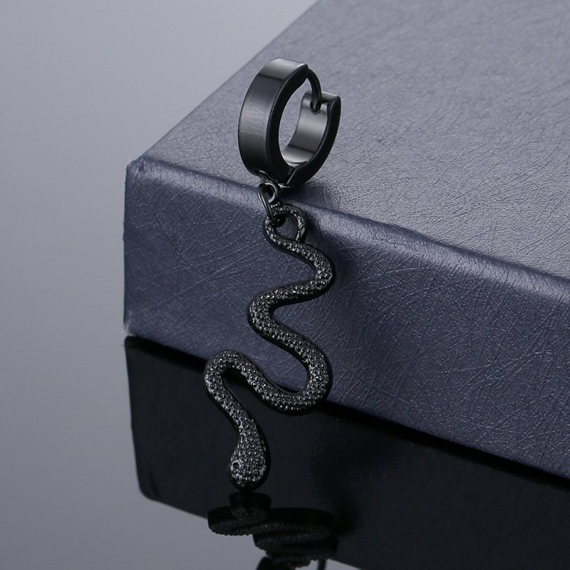 Korean version snake shaped stainless steel ear studs, personalized earrings, titanium steel ear bone studs, earrings, and earrings