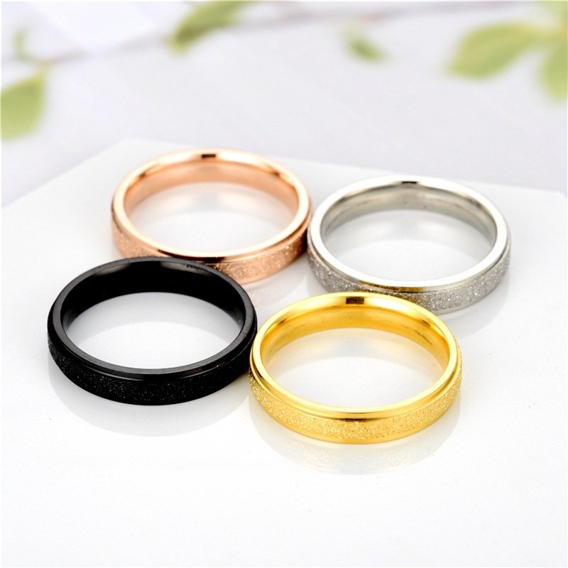 Light luxury design, niche titanium steel frosted ring, feminine temperament, couple ring, European and American ring jewelry