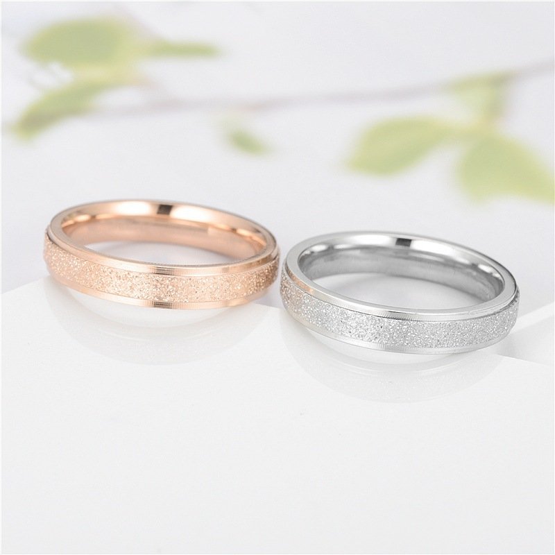 Light luxury design, niche titanium steel frosted ring, feminine temperament, couple ring, European and American ring jewelry