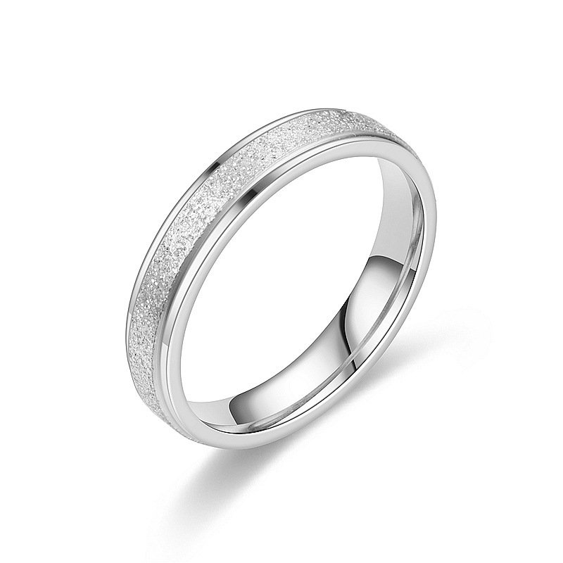 Light luxury design, niche titanium steel frosted ring, feminine temperament, couple ring, European and American ring jewelry