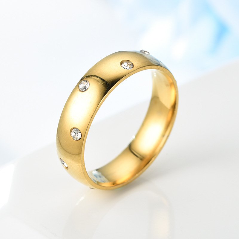 Light luxury niche titanium steel micro inlaid zircon ring for women, Korean version, cool style, gold ring, European and American fashion accessories