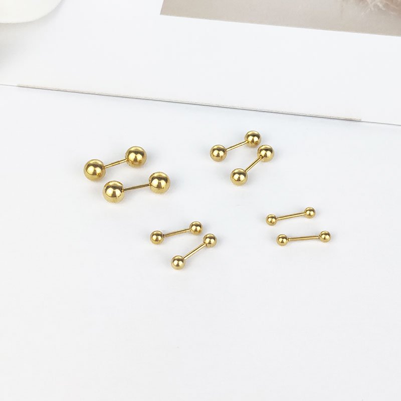 Meiya Same Style Double Ball Earnail Earbone Nail Stainless Steel Cold Style Minimally Personalized Punk Men's and Women's Ball Earrings