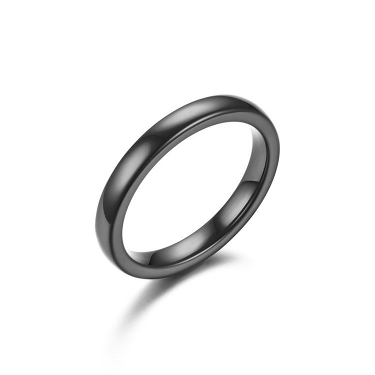 Minimalist and niche 3mm ceramic curved smooth ring for European and American couples, Korean version of minimalist women's joint tail ring