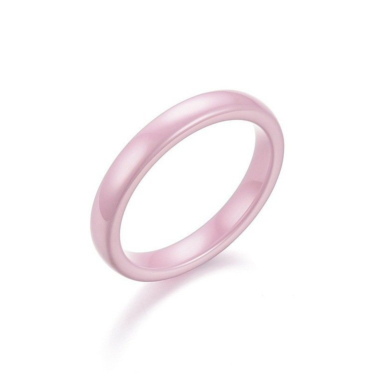 Minimalist and niche 3mm ceramic curved smooth ring for European and American couples, Korean version of minimalist women's joint tail ring