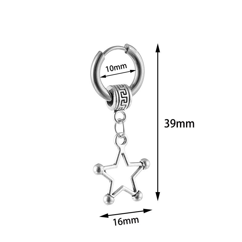 Minimalist pentagram pendant titanium steel earrings stainless steel ear bone buckle street hip-hop earrings ear accessories