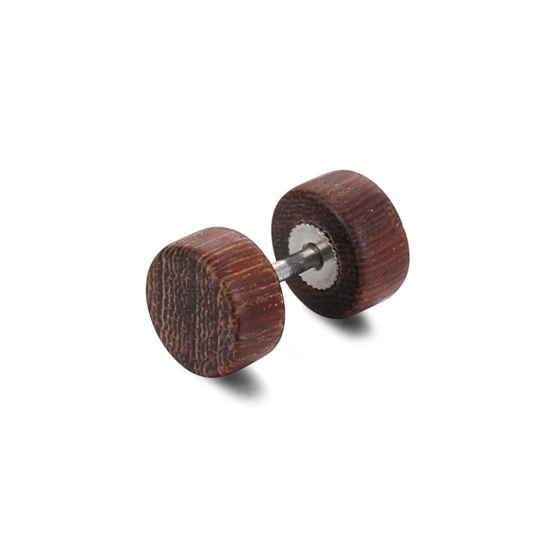 New European and American Ear Bone Nails Barbell Round Cake Earrings Natural Dark Pear Wood Jewelry Earrings Body Piercing