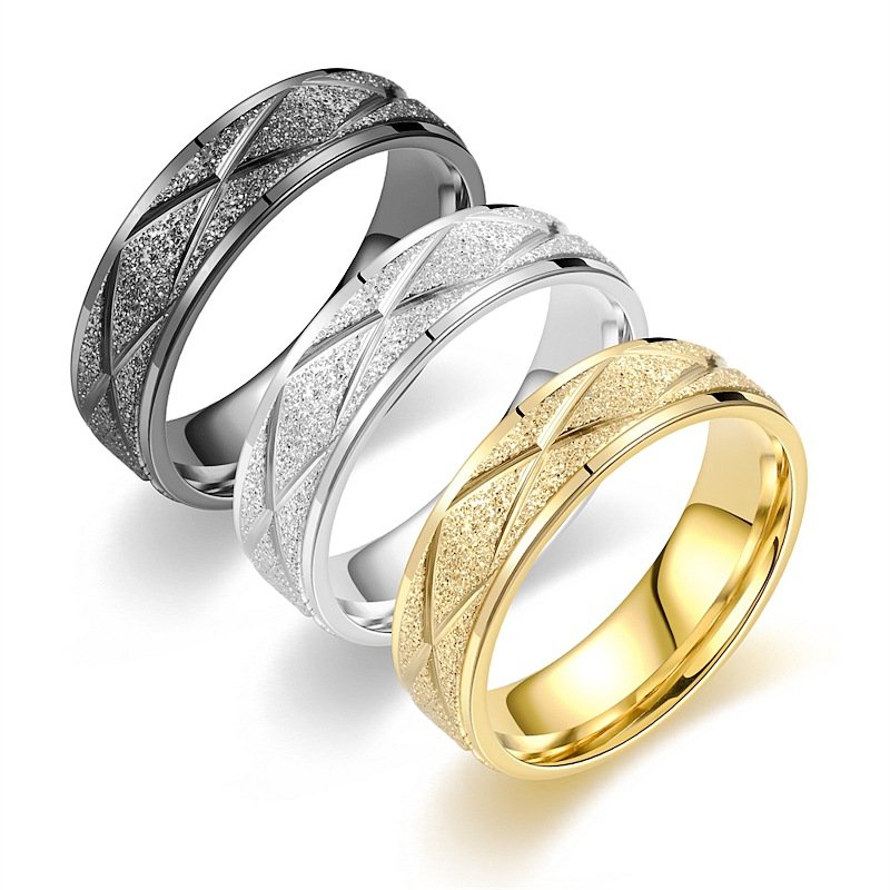 New European and American Titanium Steel Couple Ring Fashion Light Luxury Wind Frosted Ring Xiyin Hand Jewelry