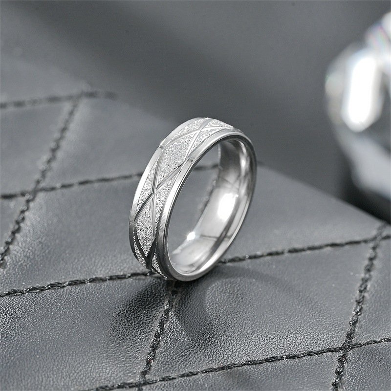 New European and American Titanium Steel Couple Ring Fashion Light Luxury Wind Frosted Ring Xiyin Hand Jewelry