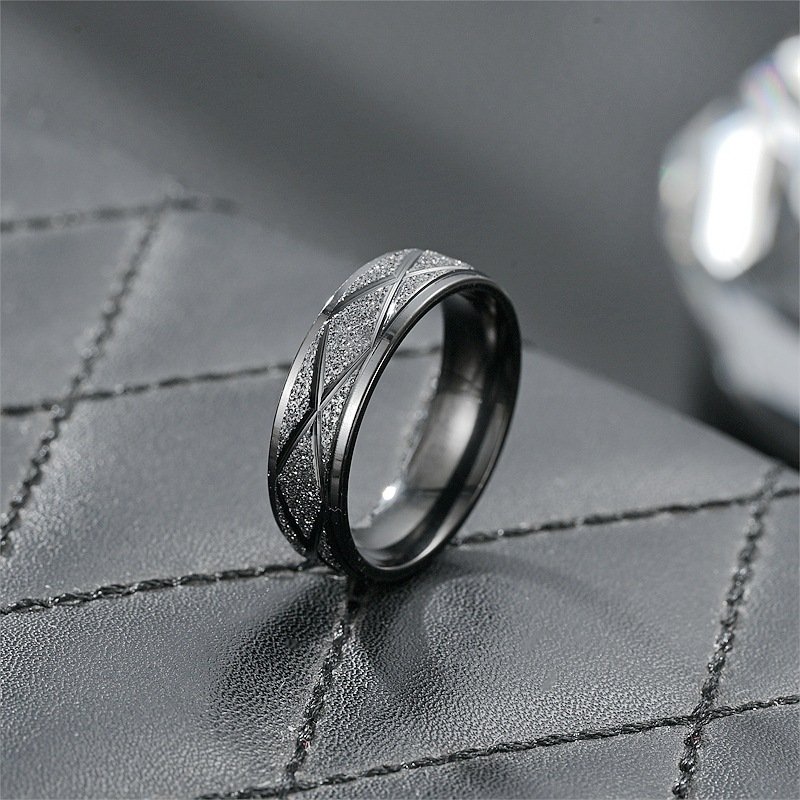 New European and American Titanium Steel Couple Ring Fashion Light Luxury Wind Frosted Ring Xiyin Hand Jewelry