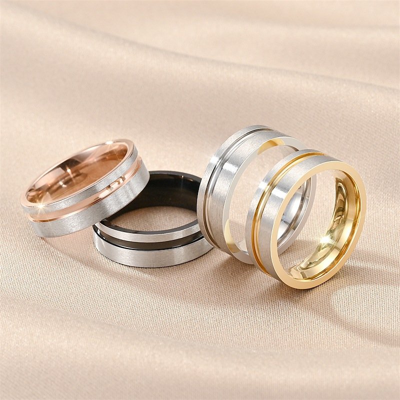 New European and American Titanium Steel Matte Two tone Ring for Men's Fashion and Versatile Couple Pair Ring