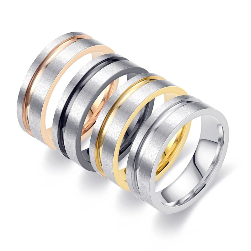 New European and American Titanium Steel Matte Two tone Ring for Men's Fashion and Versatile Couple Pair Ring