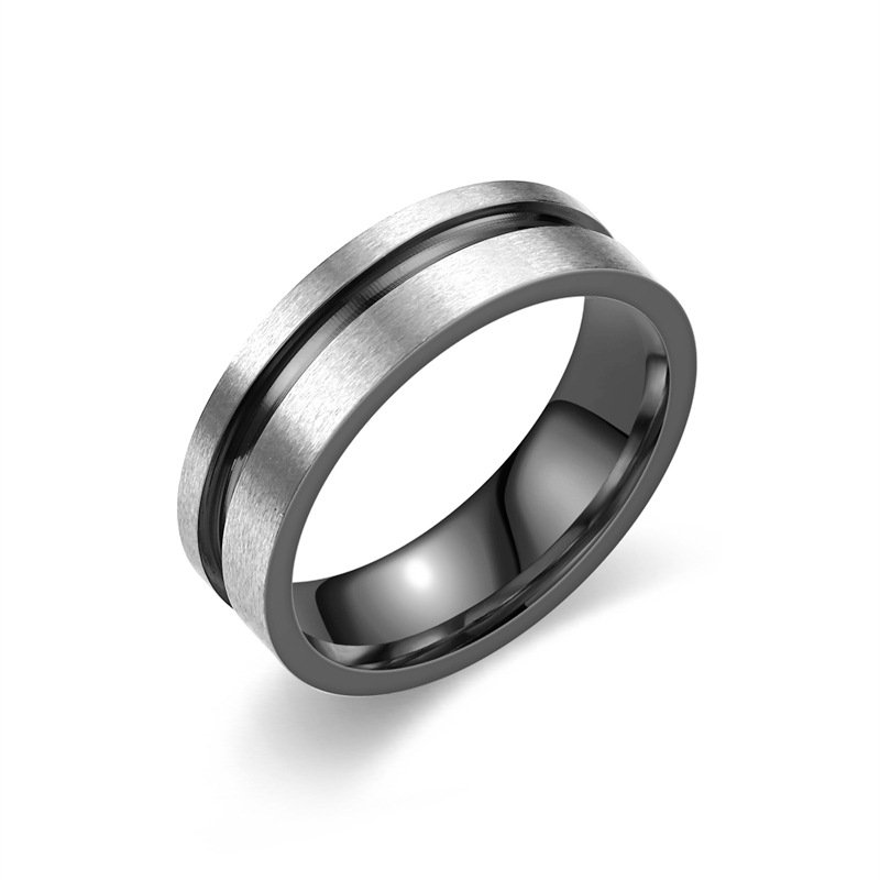 New European and American Titanium Steel Matte Two tone Ring for Men's Fashion and Versatile Couple Pair Ring