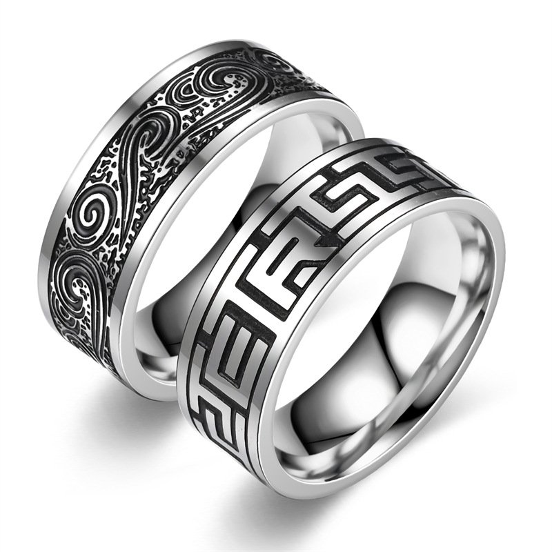 New European and American Titanium Steel Men's Ring Retro Style Hand Jewelry Handsome Fashion Trendy Men's Ring