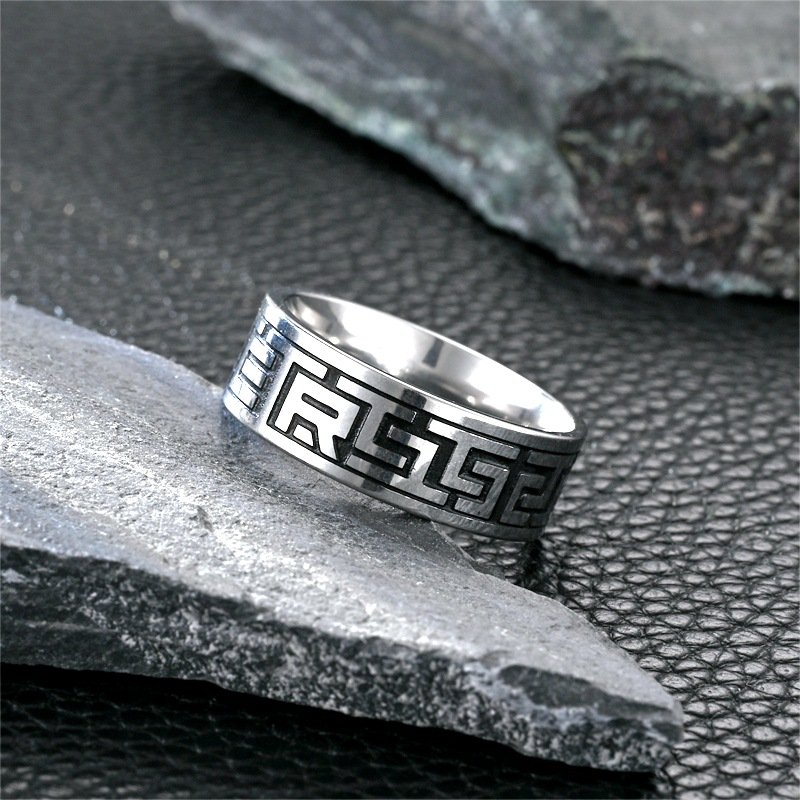 New European and American Titanium Steel Men's Ring Retro Style Hand Jewelry Handsome Fashion Trendy Men's Ring