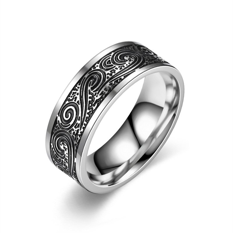 New European and American Titanium Steel Men's Ring Retro Style Hand Jewelry Handsome Fashion Trendy Men's Ring