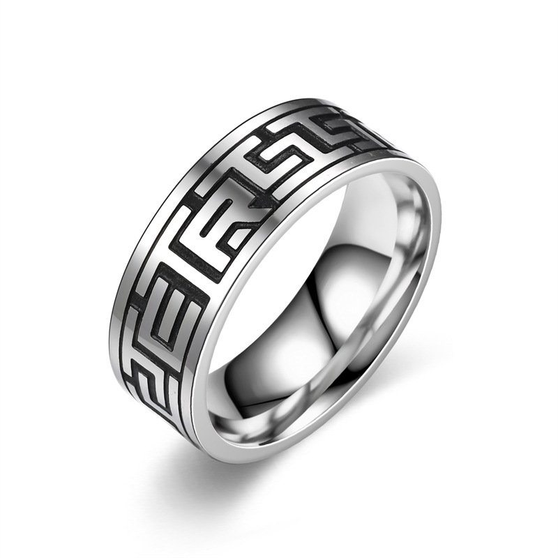 New European and American Titanium Steel Men's Ring Retro Style Hand Jewelry Handsome Fashion Trendy Men's Ring