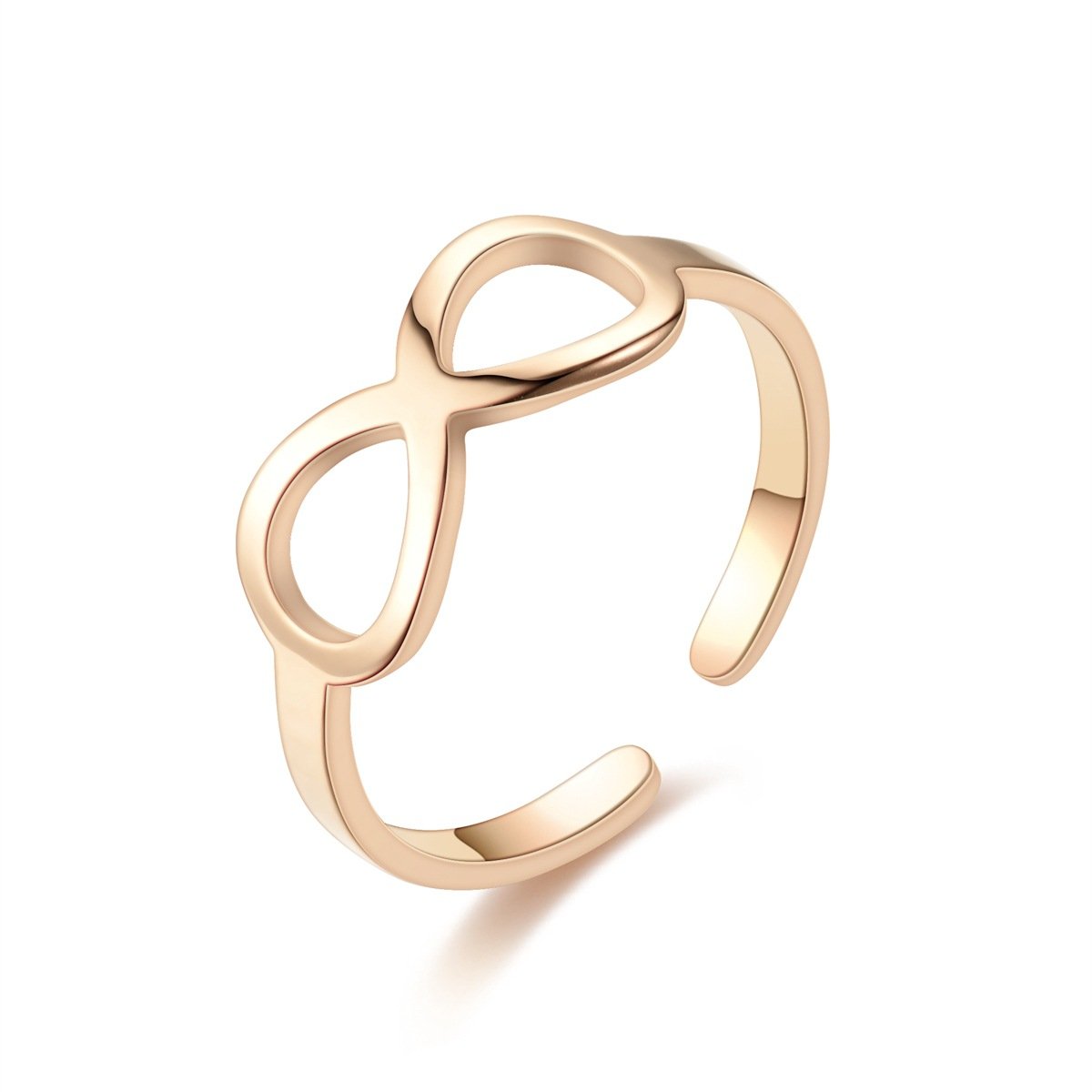 New European and American popular 8-character bow titanium steel ring with a movable mouth ring, Korean version electroplated gold couple ring