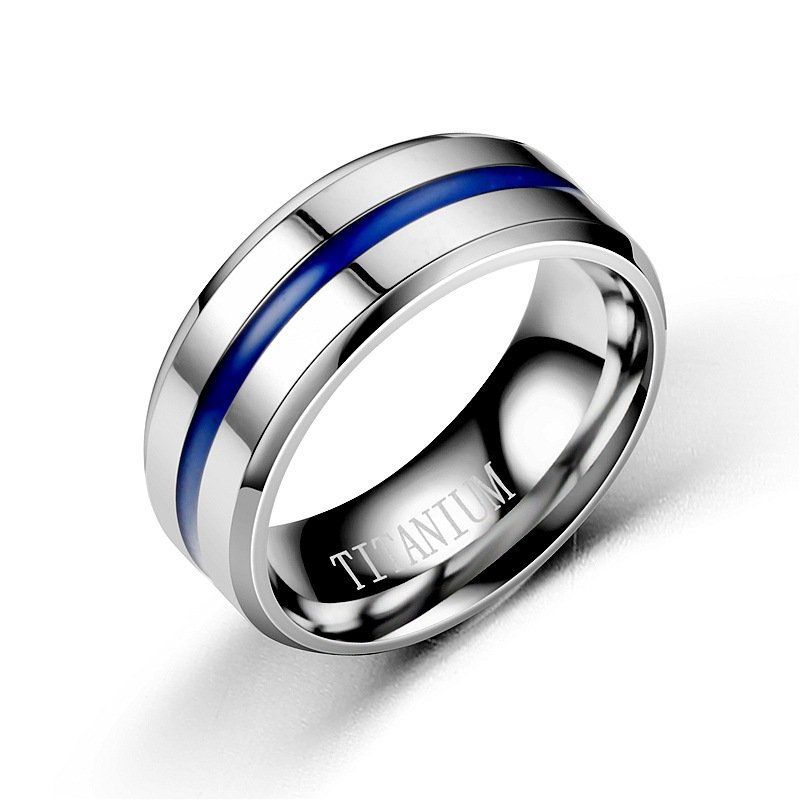 New TITANIUM Ring, European and American Fashion Explosive Blue Titanium Steel Smooth Ring, Simple Couple Ring