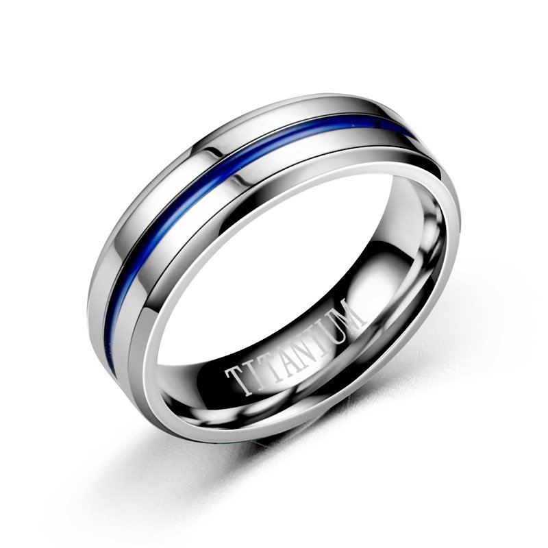 New TITANIUM Ring, European and American Fashion Explosive Blue Titanium Steel Smooth Ring, Simple Couple Ring