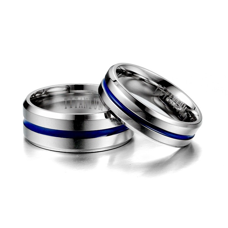 New TITANIUM Ring, European and American Fashion Explosive Blue Titanium Steel Smooth Ring, Simple Couple Ring