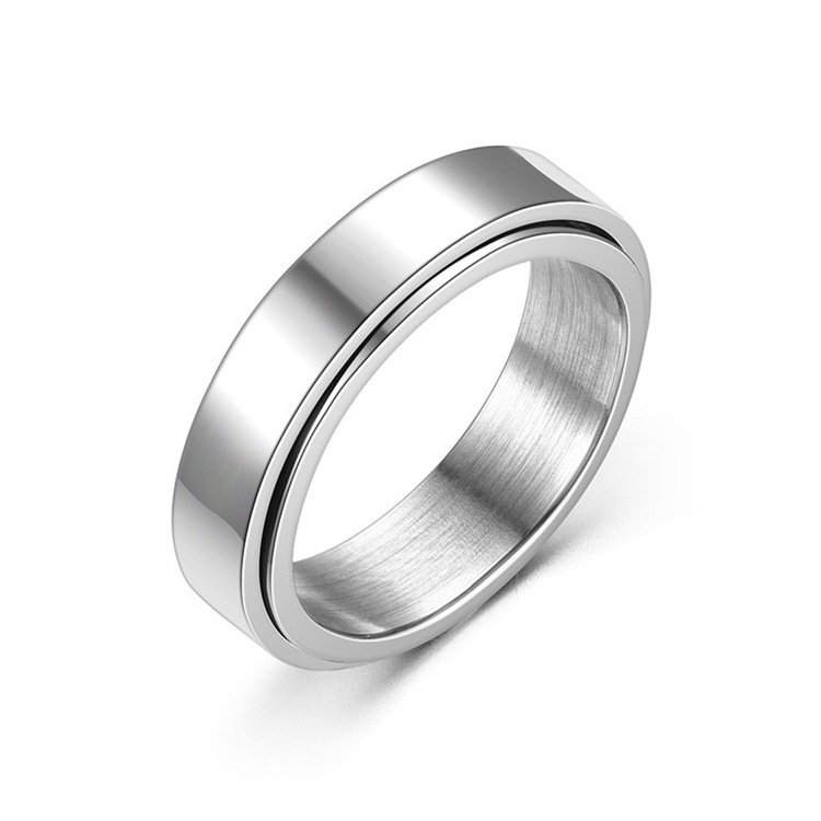 New explosive stainless steel rotatable ring, titanium steel couple ring, Japanese and Korean minimalist rotating ring