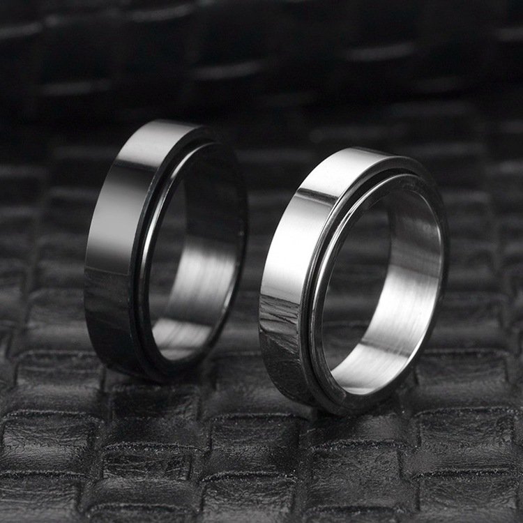 New explosive stainless steel rotatable ring, titanium steel couple ring, Japanese and Korean minimalist rotating ring