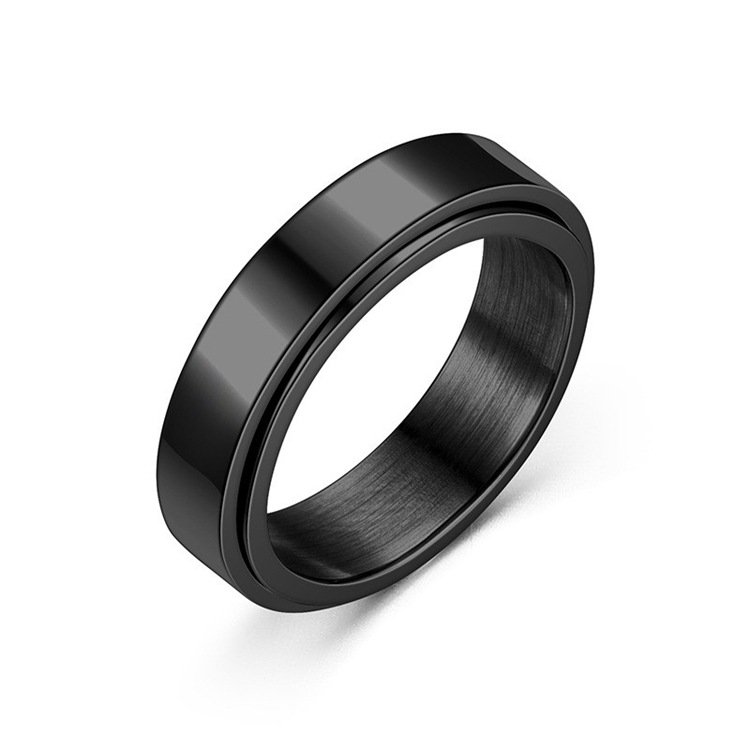 New explosive stainless steel rotatable ring, titanium steel couple ring, Japanese and Korean minimalist rotating ring