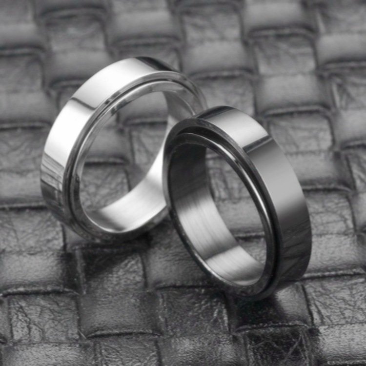 New explosive stainless steel rotatable ring, titanium steel couple ring, Japanese and Korean minimalist rotating ring