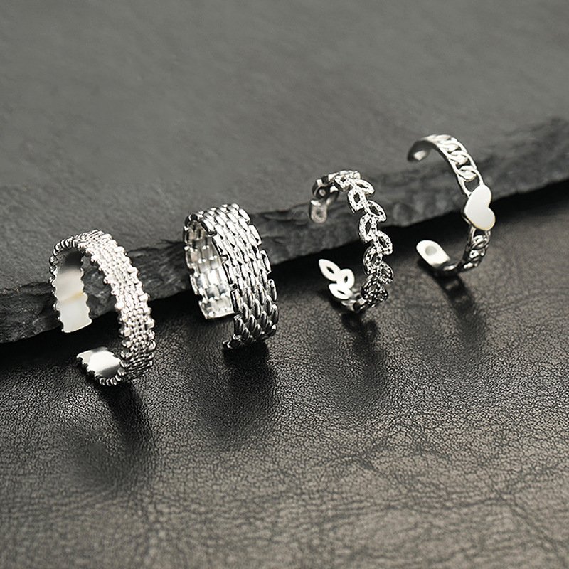 New stainless steel hydraulic jewelry with willow leaf heart-shaped pattern and adjustable titanium steel ring opening