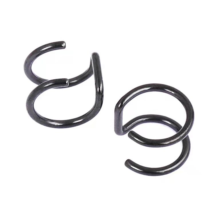 No ear hole ear clip, simple and personalized stainless steel double-C cartilage ear decoration, titanium steel U-shaped double ring nose clip, lip clip, trendy