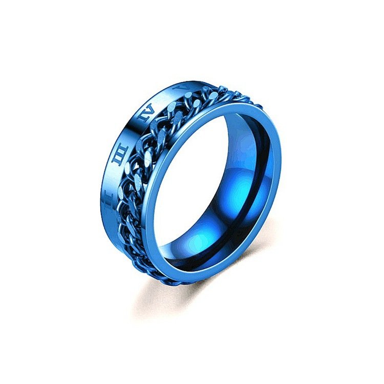 Rotating titanium steel chain ring, European and American Roman numerals, men's stainless steel ring source