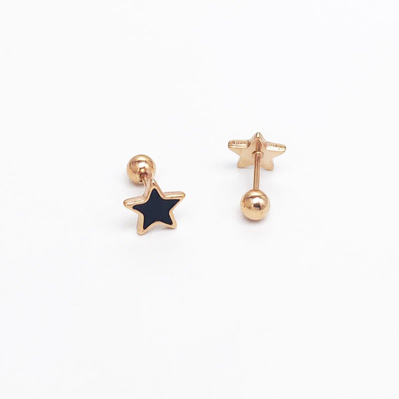 Screw earrings made of titanium steel for women's sleep, no need to remove rose gold earrings, simple pentagonal star earrings, ear bone nails for ear hole care, Japanese and Korean