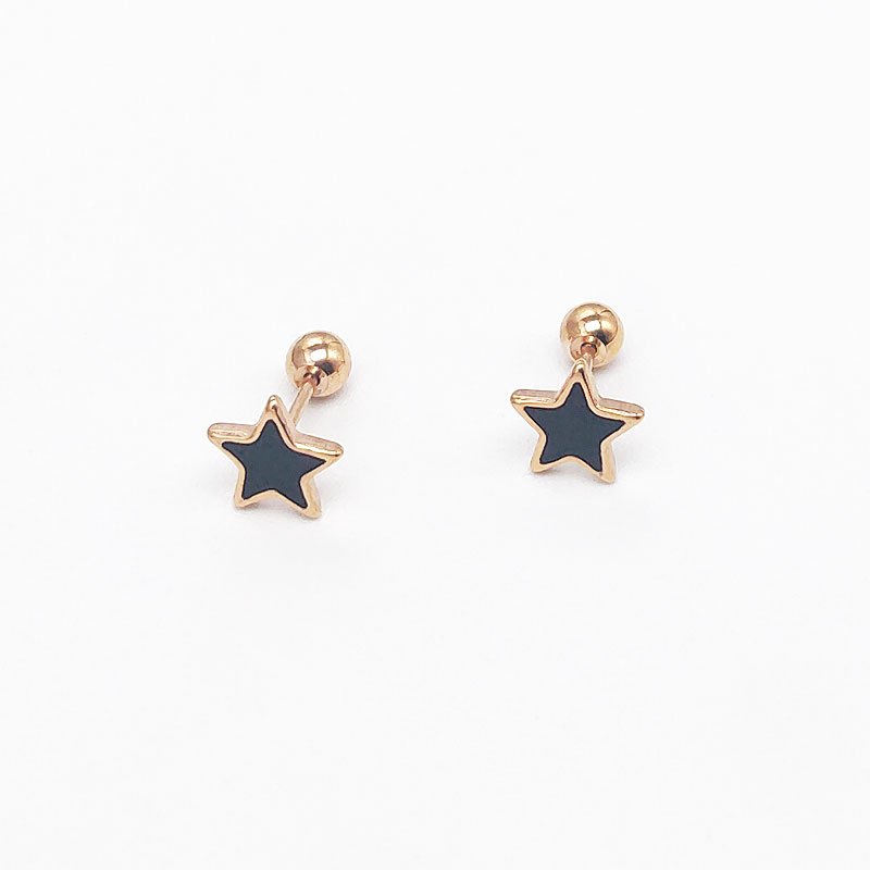 Screw earrings made of titanium steel for women's sleep, no need to remove rose gold earrings, simple pentagonal star earrings, ear bone nails for ear hole care, Japanese and Korean