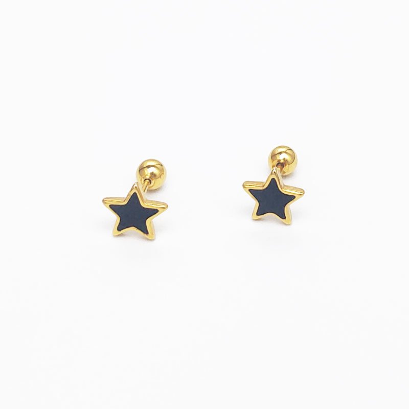 Screw earrings made of titanium steel for women's sleep, no need to remove rose gold earrings, simple pentagonal star earrings, ear bone nails for ear hole care, Japanese and Korean