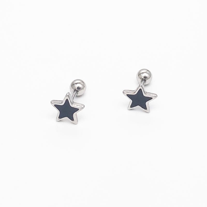 Screw earrings made of titanium steel for women's sleep, no need to remove rose gold earrings, simple pentagonal star earrings, ear bone nails for ear hole care, Japanese and Korean