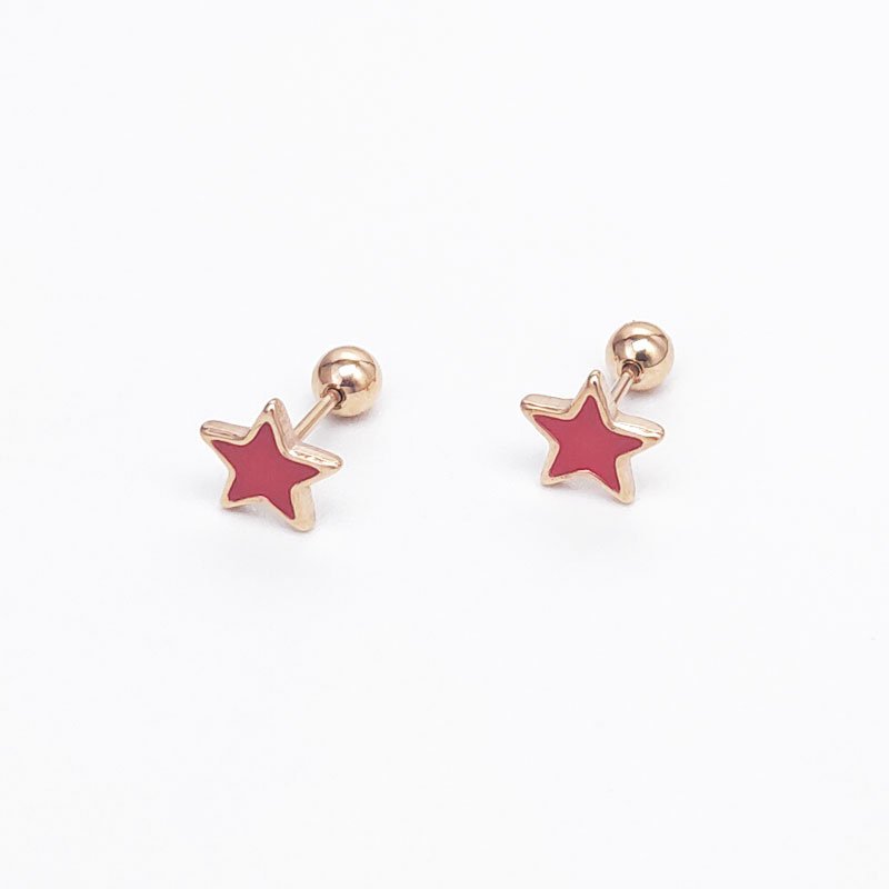 Screw earrings made of titanium steel for women's sleep, no need to remove rose gold earrings, simple pentagonal star earrings, ear bone nails for ear hole care, Japanese and Korean