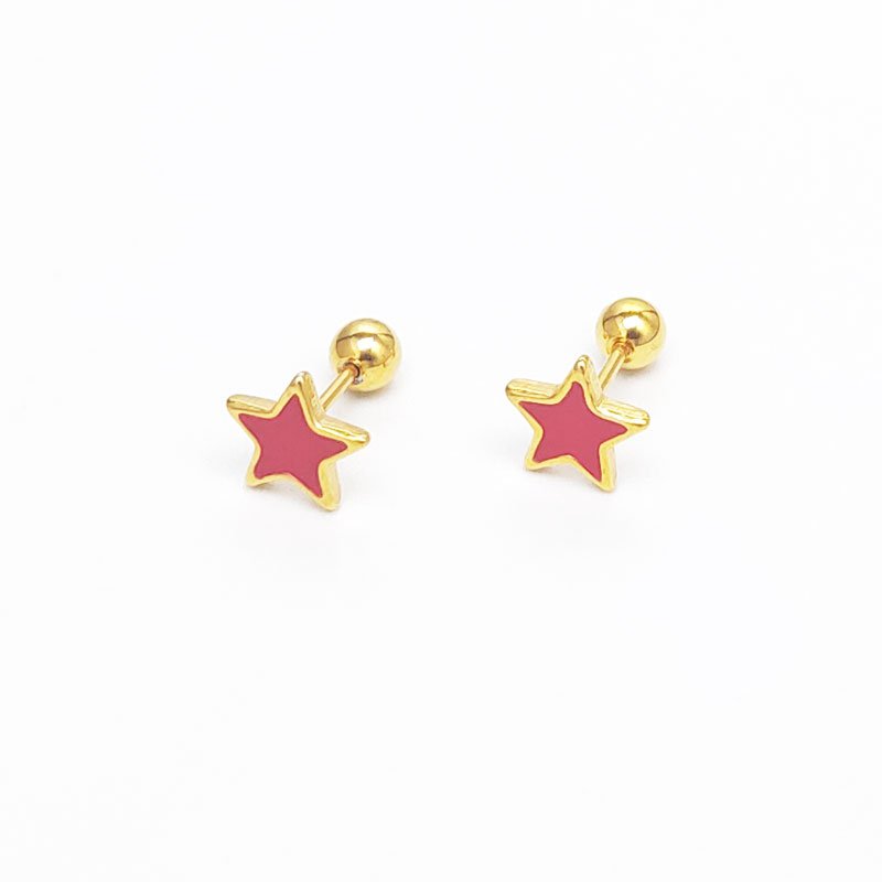 Screw earrings made of titanium steel for women's sleep, no need to remove rose gold earrings, simple pentagonal star earrings, ear bone nails for ear hole care, Japanese and Korean