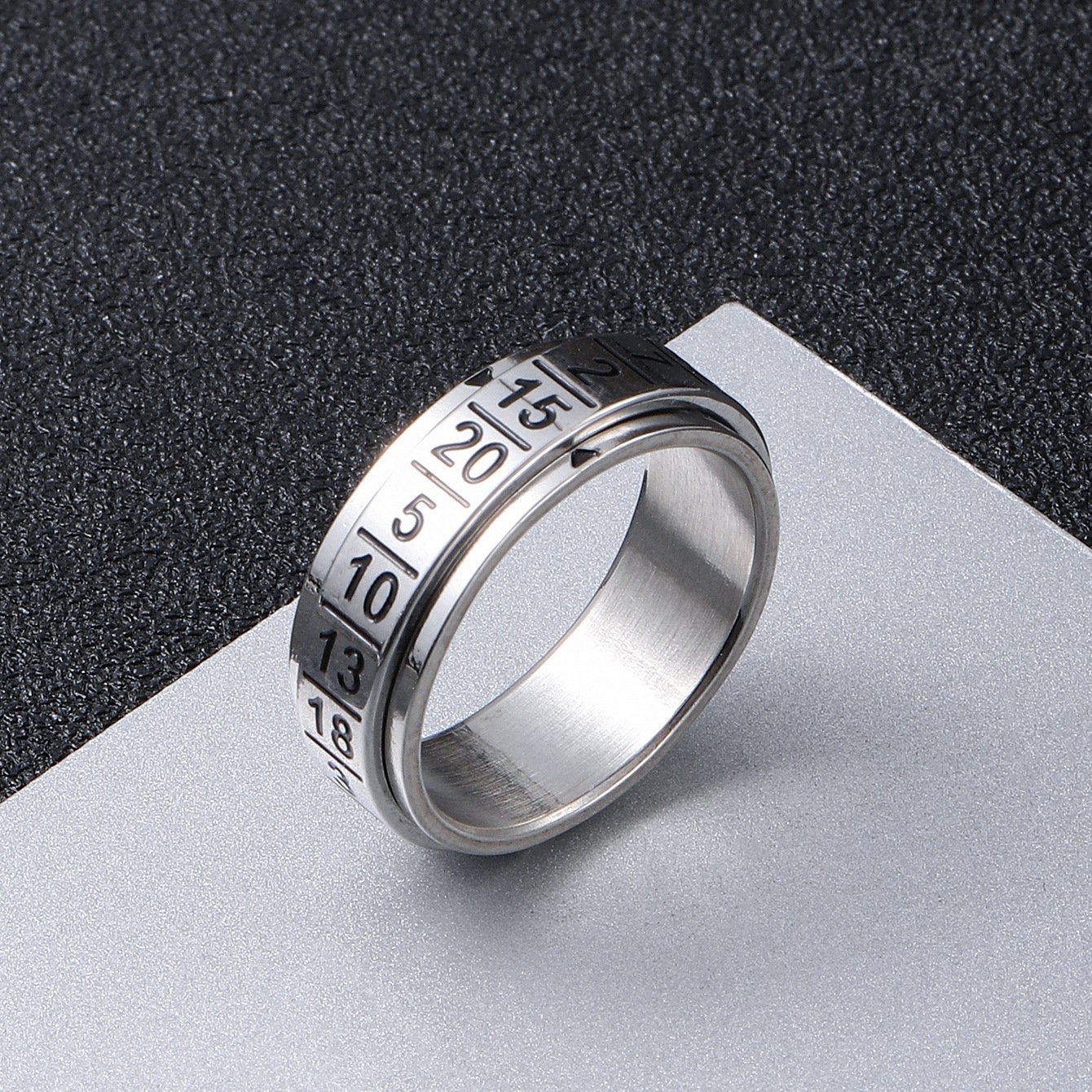 Simple and rotatable stainless steel digital ring, rotating Arabic character ring, titanium steel jewelry