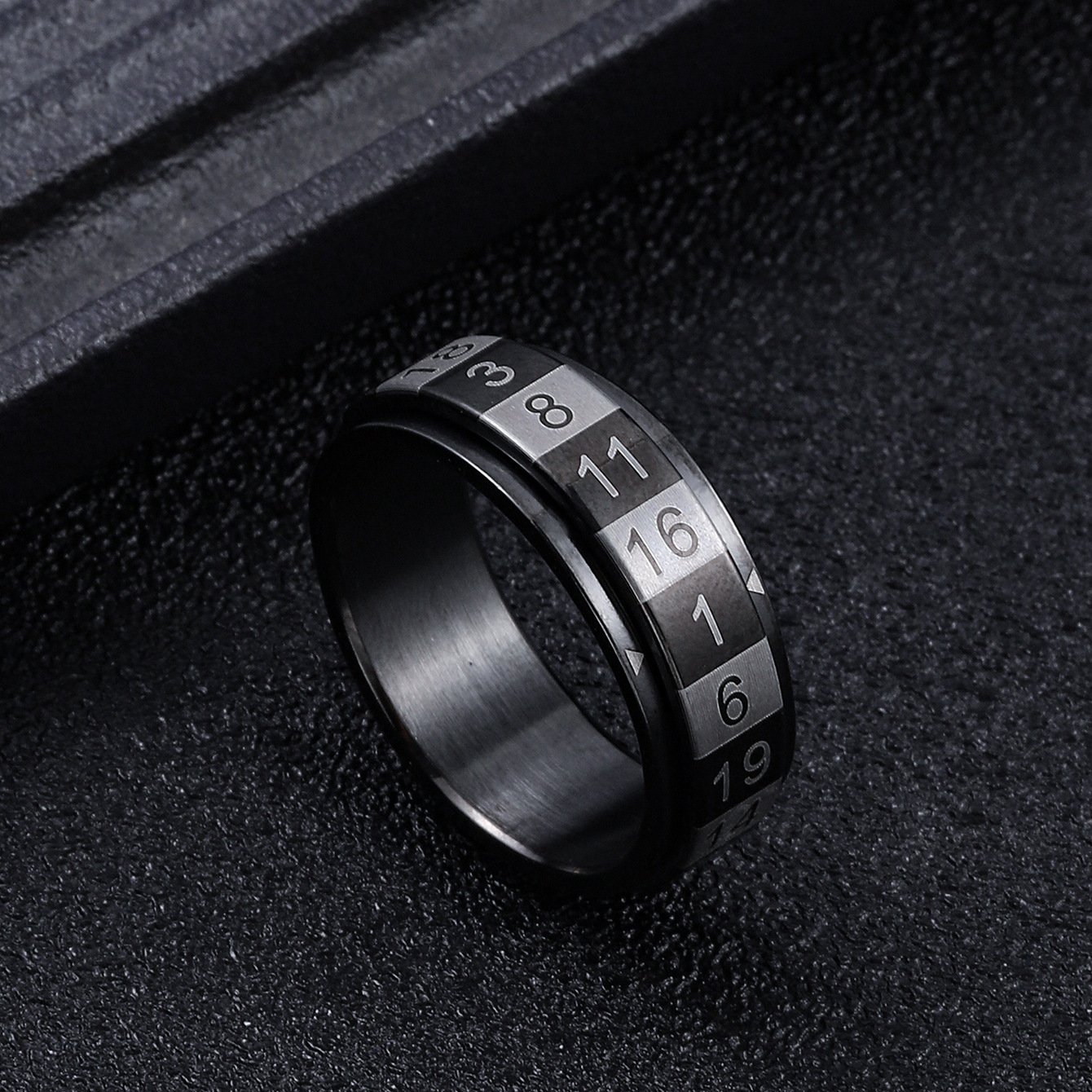 Simple and rotatable stainless steel digital ring, rotating Arabic character ring, titanium steel jewelry