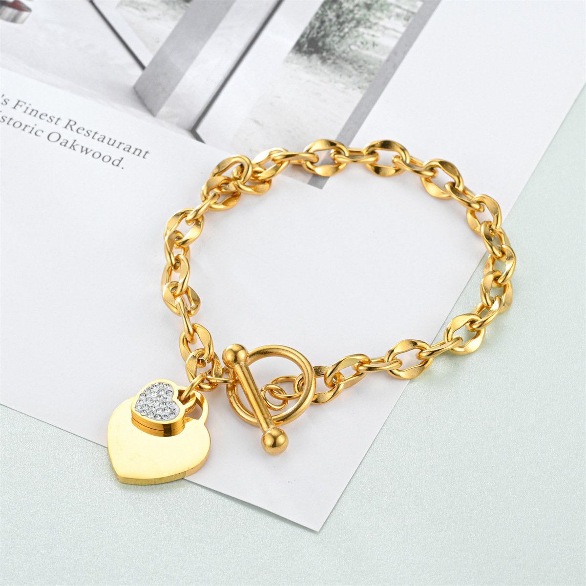 Spot European and American Fashion Ins Love Stainless Steel Bracelet Personalized OT Buckle Premium Titanium Steel Bracelet Women's Jewelry