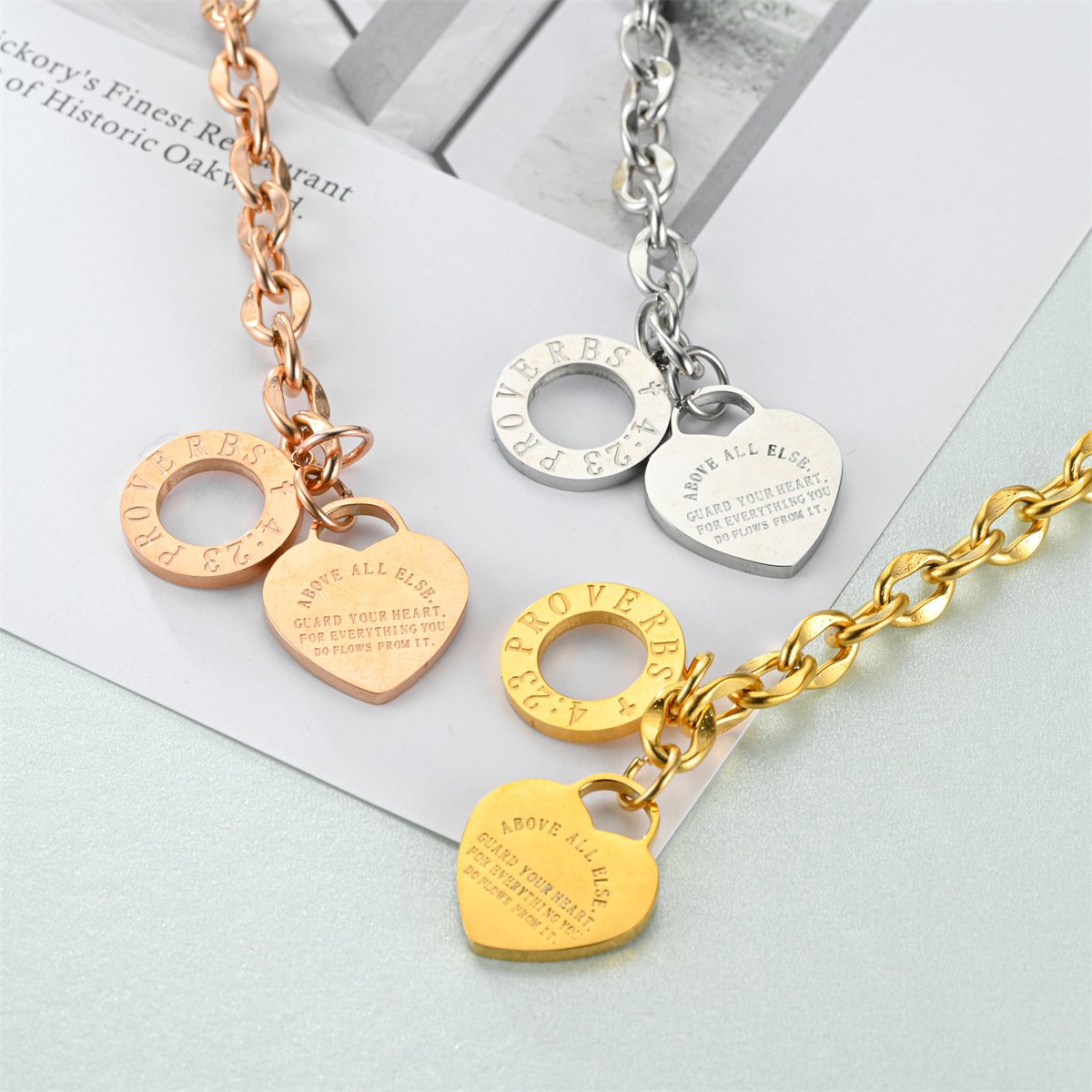 Spot European and American Ins style stainless steel peach heart heart-shaped bracelet with niche design and versatile OT buckle titanium steel bracelet for women