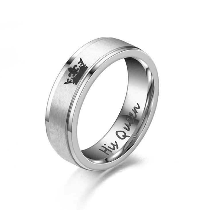 Stainless steel couple ring her King his Queen explosive fashion trend titanium steel crown ring