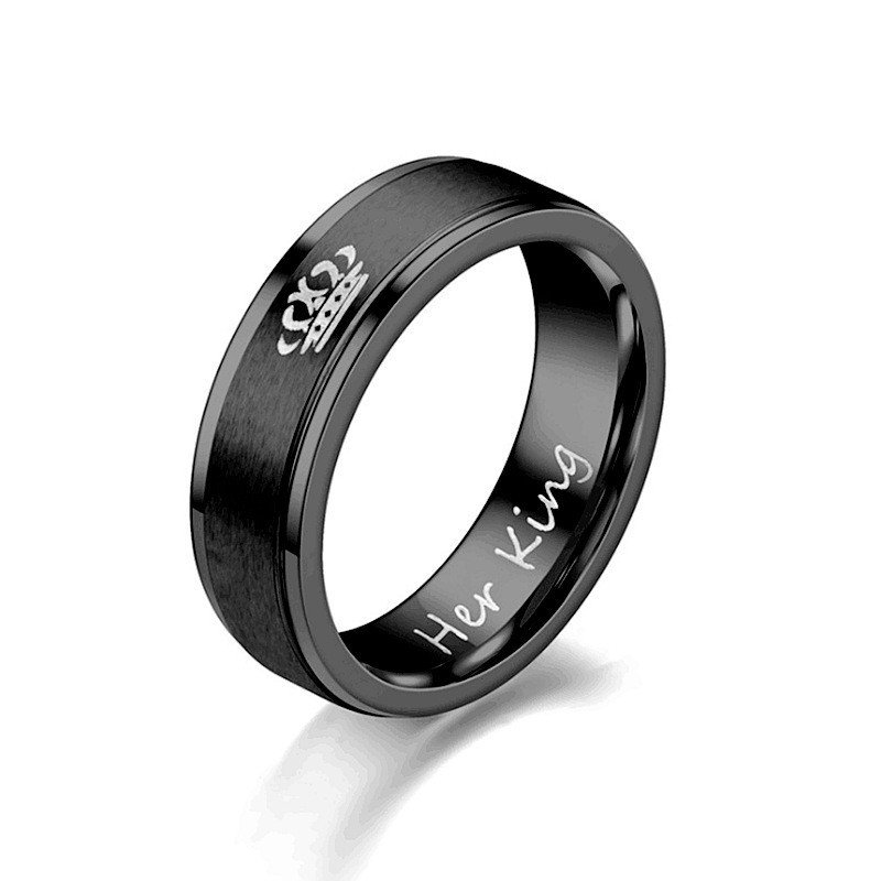 Stainless steel couple ring her King his Queen explosive fashion trend titanium steel crown ring