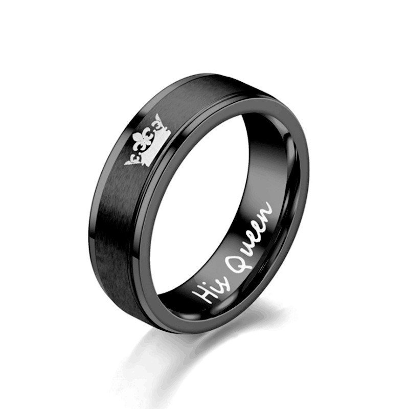 Stainless steel couple ring her King his Queen explosive fashion trend titanium steel crown ring