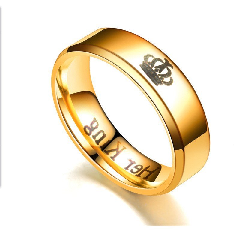 Stainless steel couple ring her King his Queen explosive fashion trend titanium steel crown ring