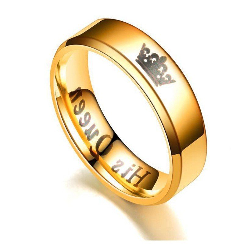 Stainless steel couple ring her King his Queen explosive fashion trend titanium steel crown ring