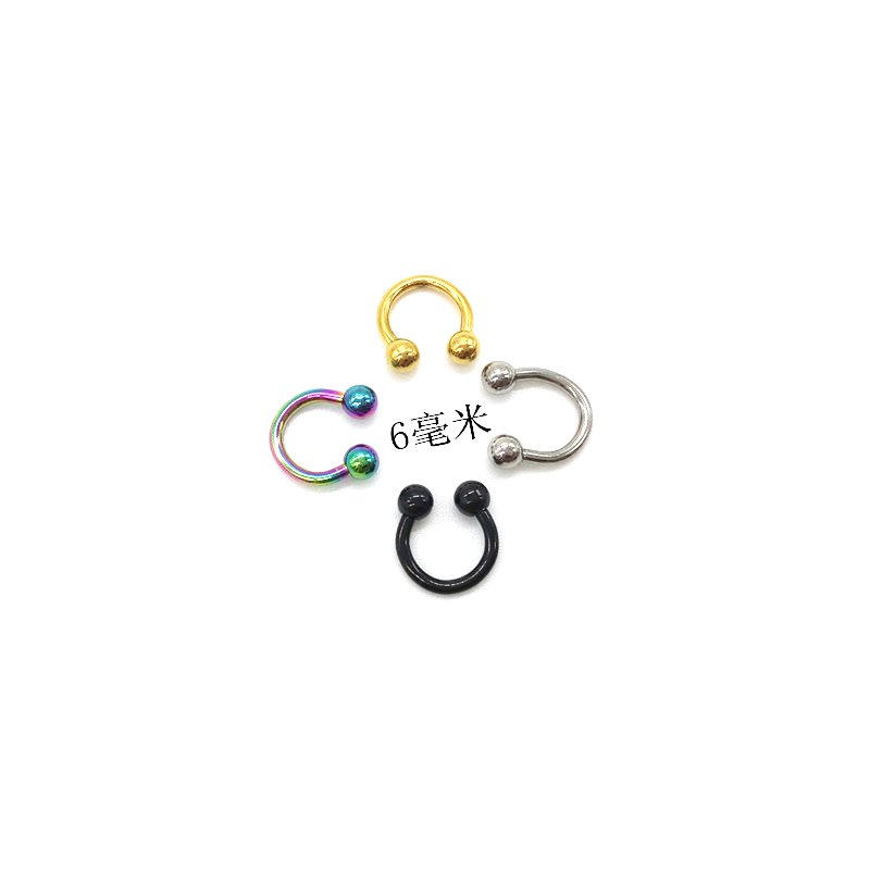 Stainless steel puncture jewelry, titanium steel C-shaped rod, horseshoe ring, round ball earrings, eyebrow nails, ear bone nails, lip nails jewelry