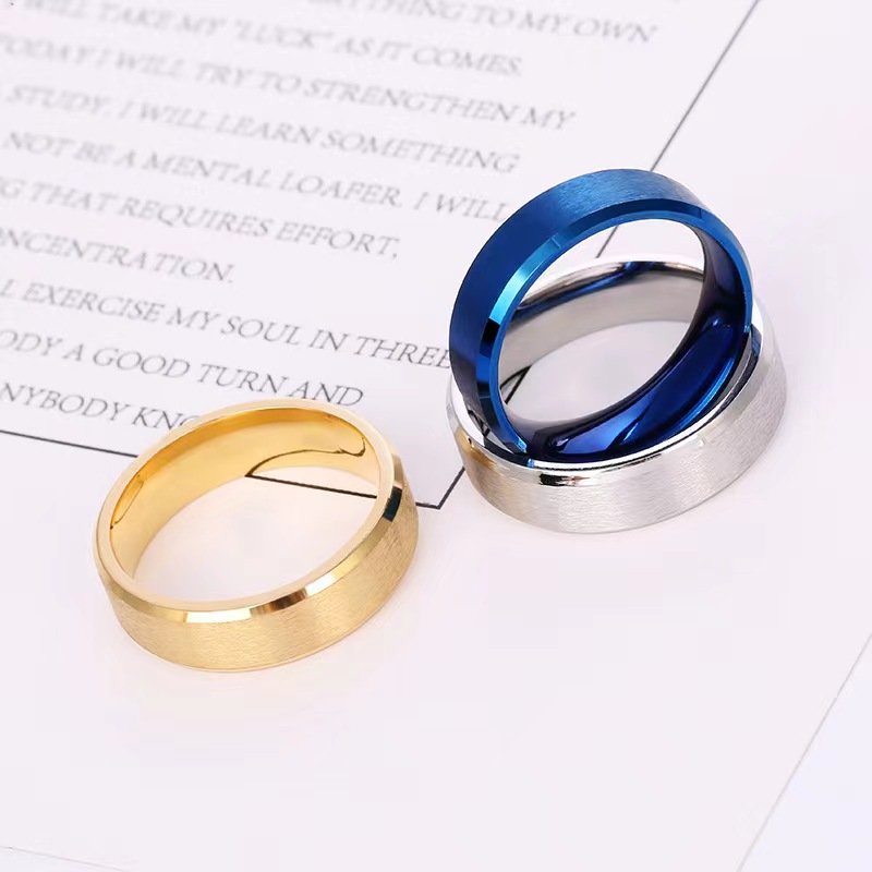 Stainless steel ring, European and American titanium steel jewelry, 8MM simple wide matte brushed ring for men and women