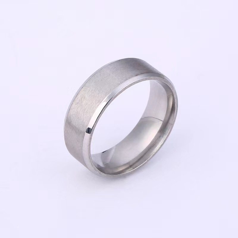 Stainless steel ring, European and American titanium steel jewelry, 8MM simple wide matte brushed ring for men and women