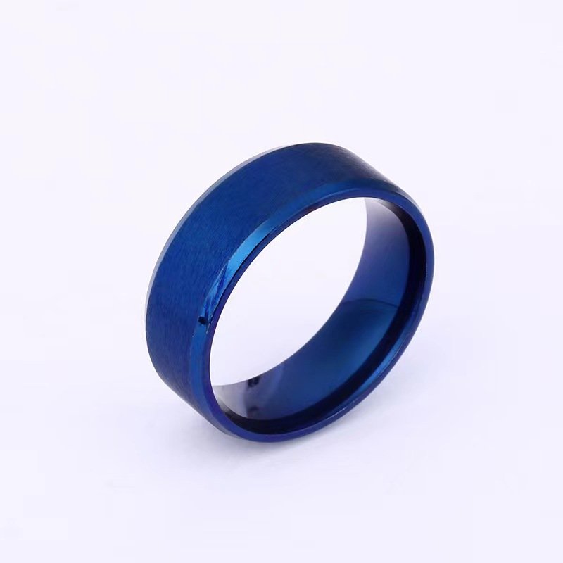 Stainless steel ring, European and American titanium steel jewelry, 8MM simple wide matte brushed ring for men and women